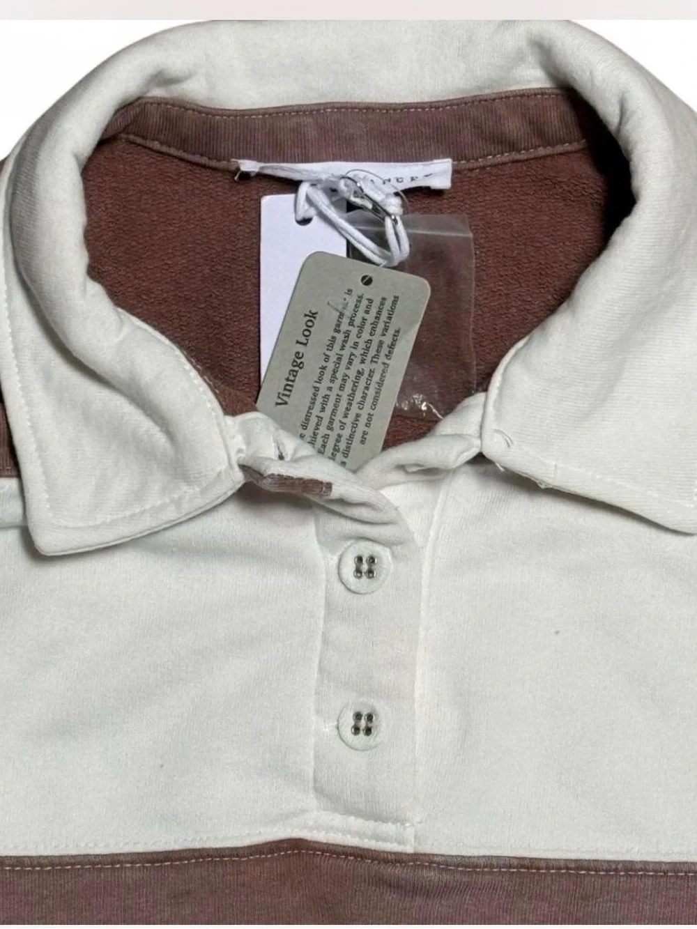 Vintage Rugby Polo in Cream and Dusty Brown